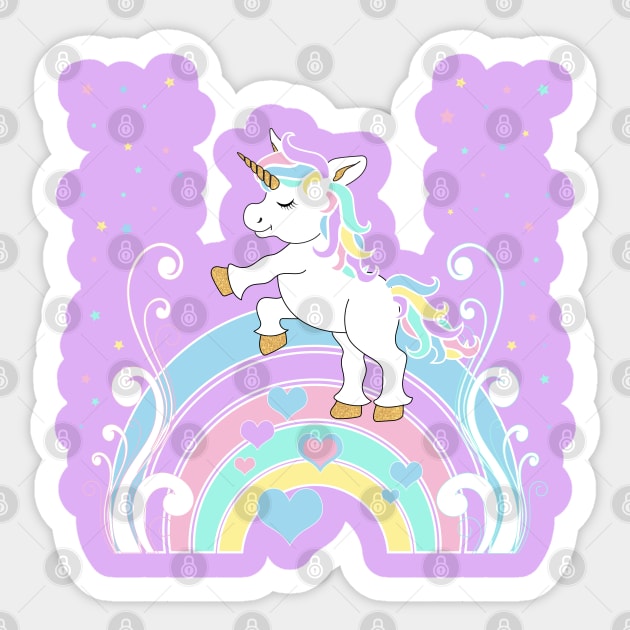 Heart Rainbow Unicorn - Isolated Sticker by DesignsbyDonnaSiggy